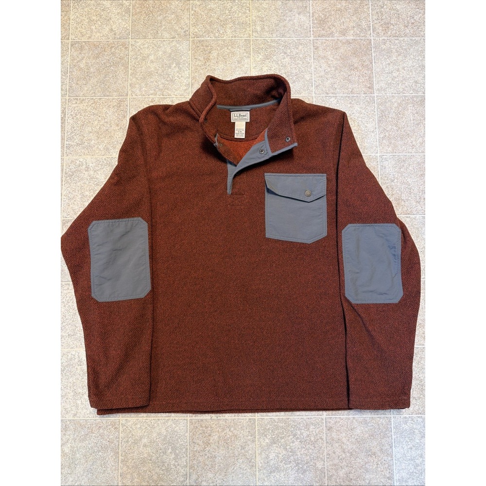 L.L. Bean Men's Allagash Fleece Henley Pullover Size XL Gray & Blue